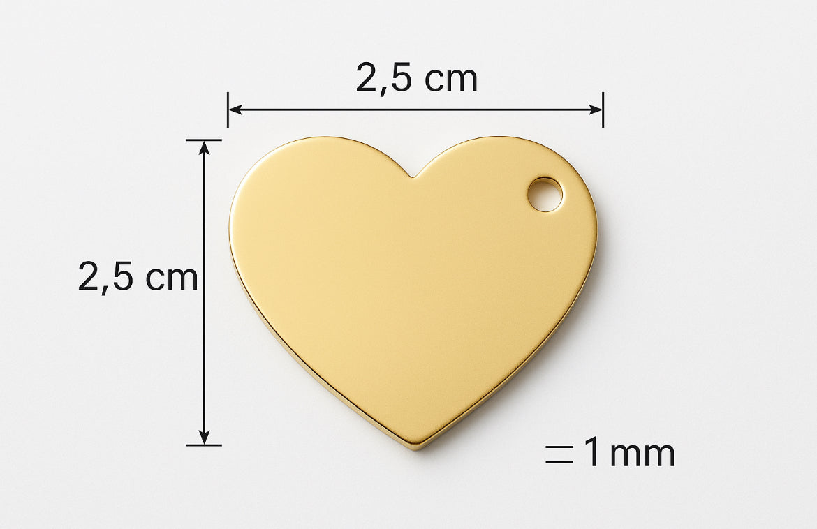 Extra tag (add on).       Rectangular - circle or heart shape engraving tag