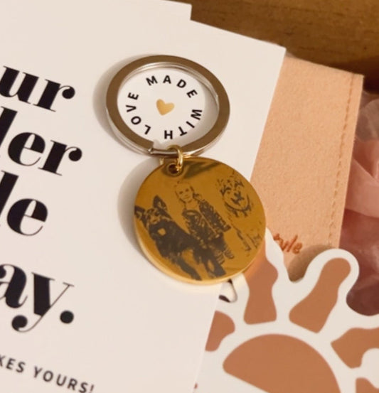 Keychain engraving tag (rectangular, circle or heart shape tag)