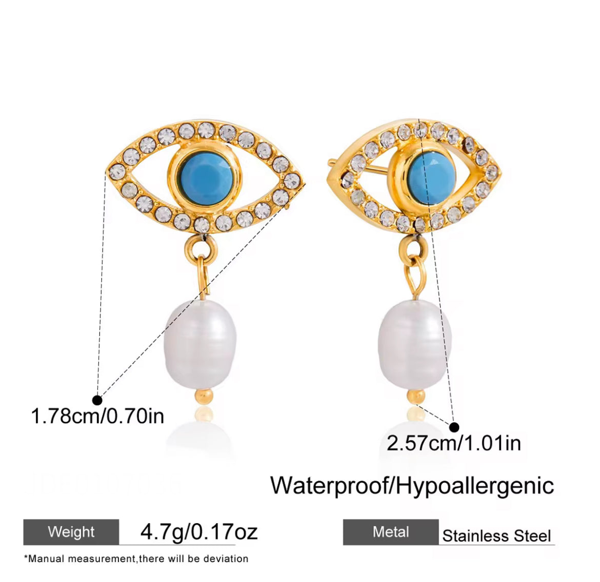 Lusil eye-pearl earrings
