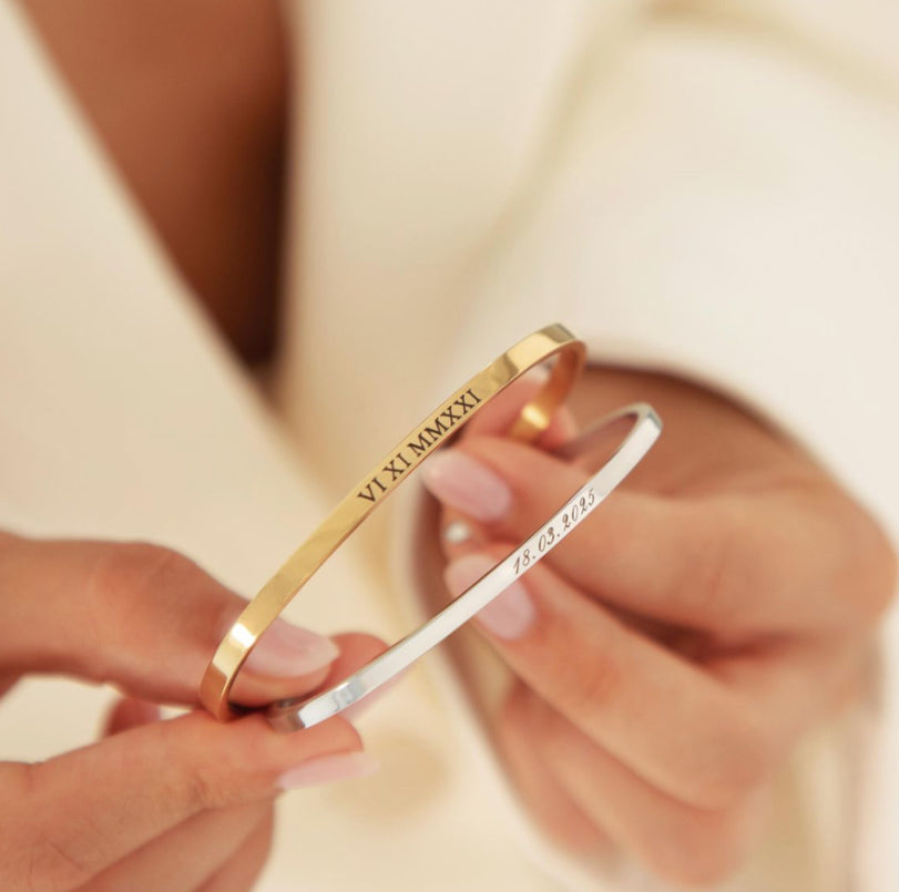 Bar cuff bangles for engraving