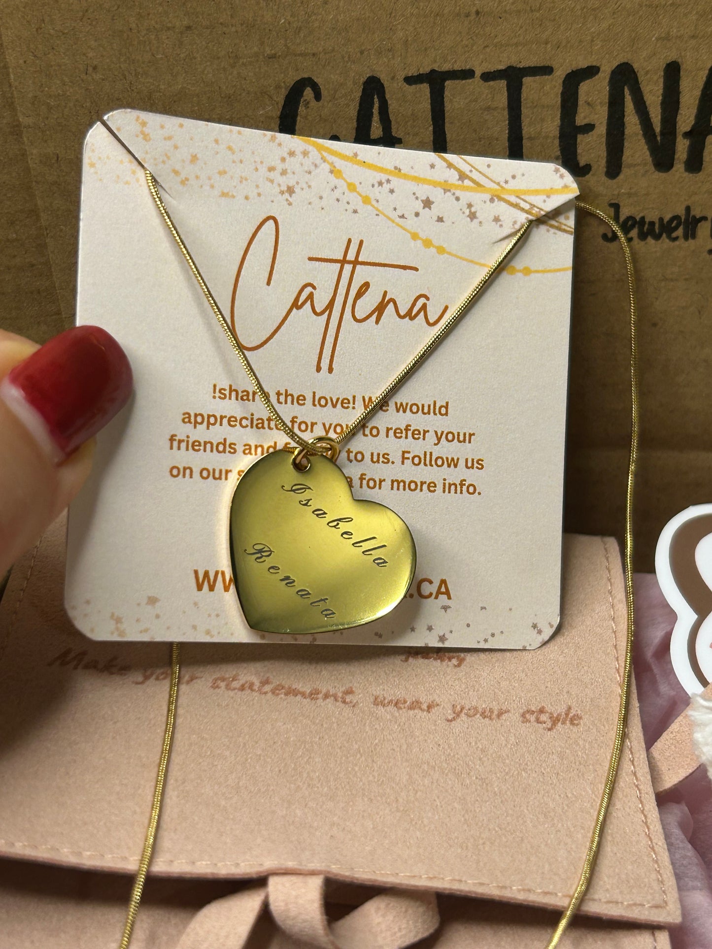 Necklace Heart shape tag personalized