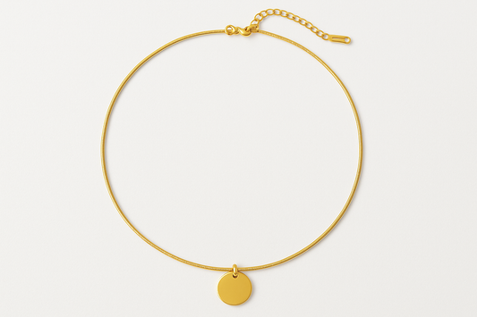 Circular Tag Snake Chain Necklace