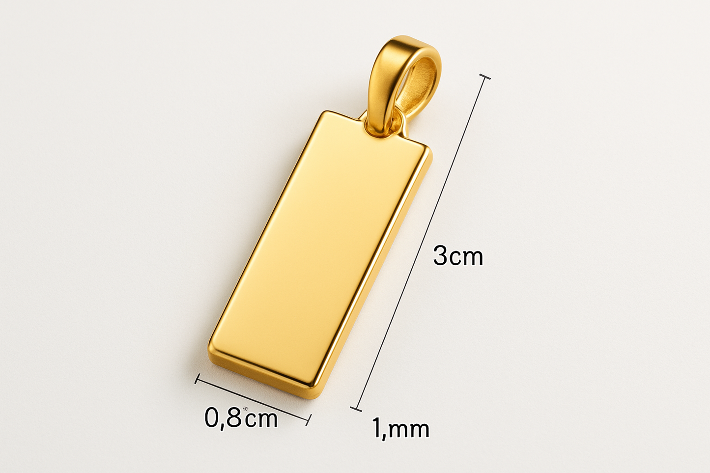 Gold-plated rectangular tag pendant